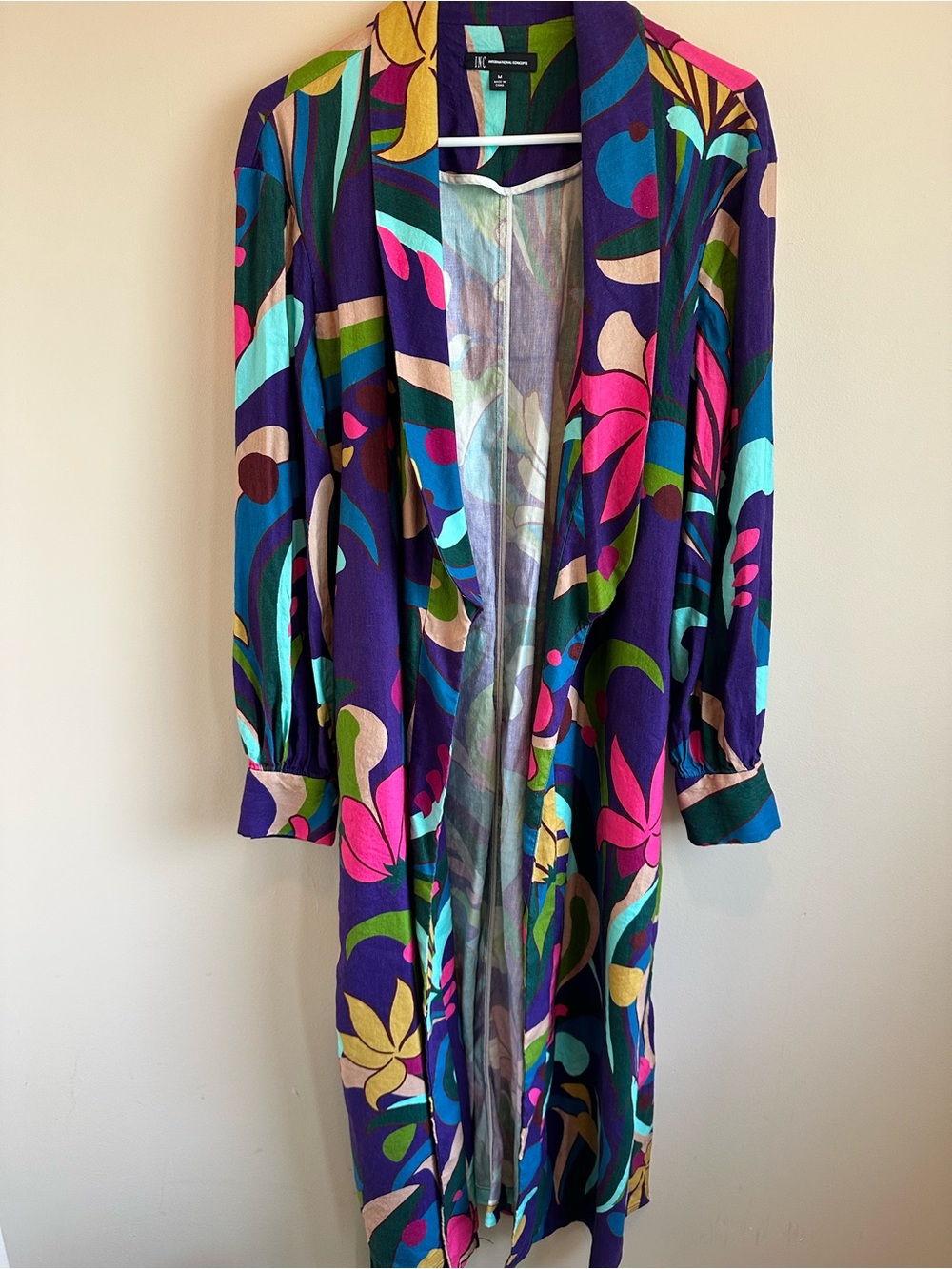 NWT Inc International Concepts Women’s M Duster Jacket Mar Full Bloom Vibrant - Picture 8 of 9